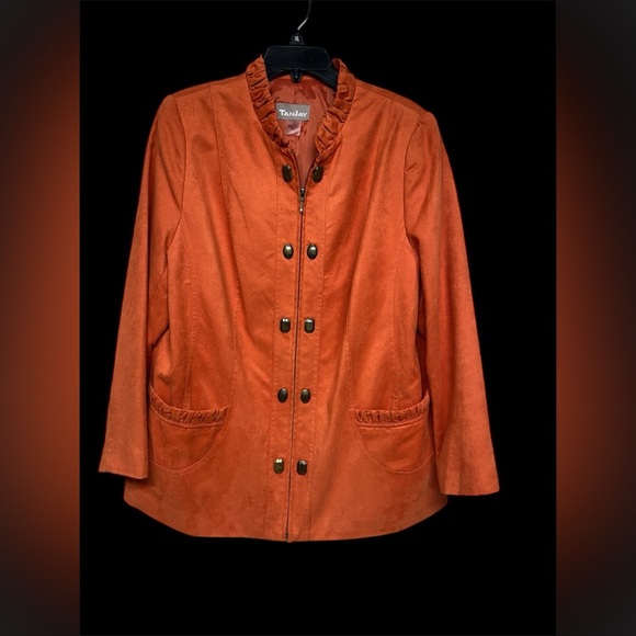 TanJay Orange Sueded Blazer Jacket Size 16W - Picture 1 of 10